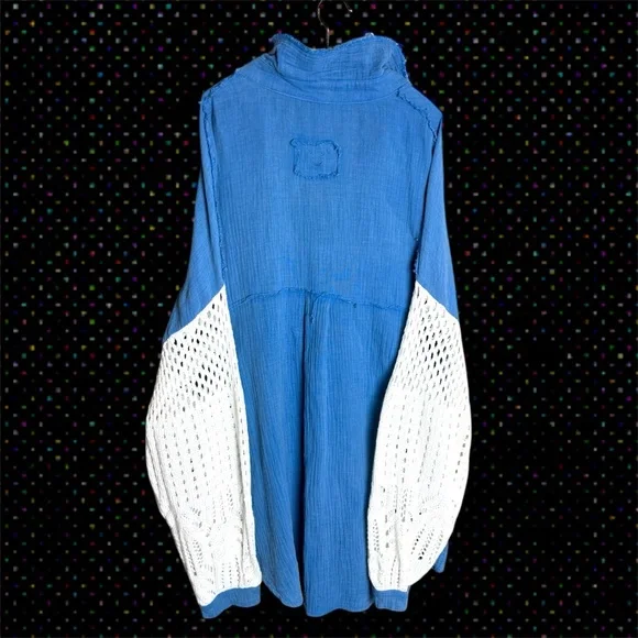 POL Blue Raw Edge Textured Shirt - Picture 3 of 12